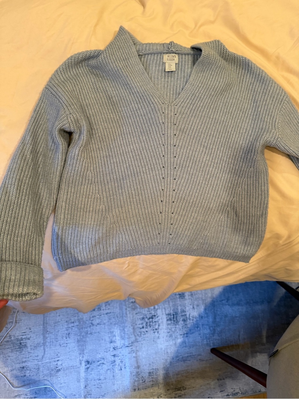 Club Monaco Light Blue V-Neck Ribbed Sweater